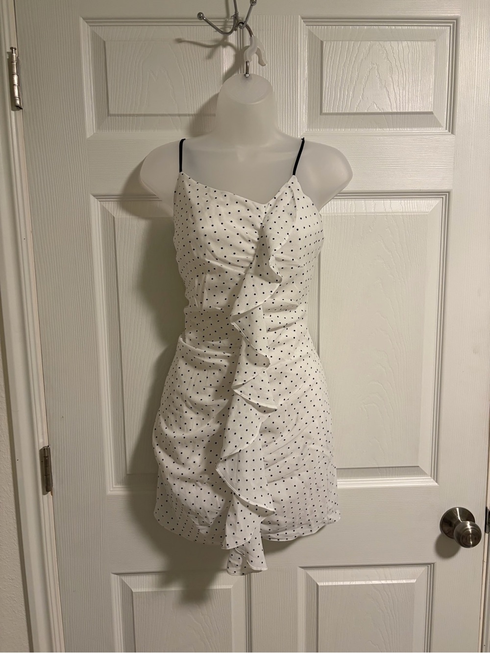 Lulu and Rose White Polka Dot Ruffle Mini Dress
